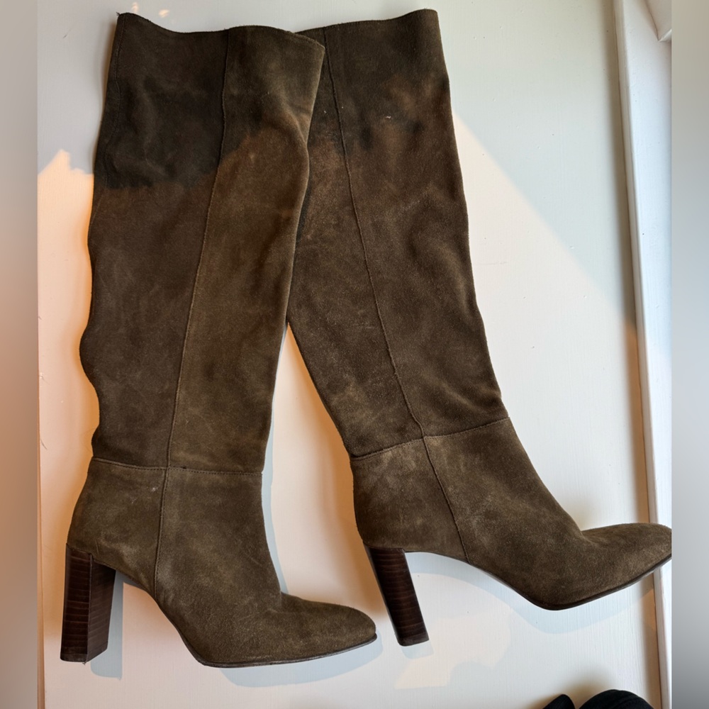 Zara Brown Over the Knee Boots with Suede Finish